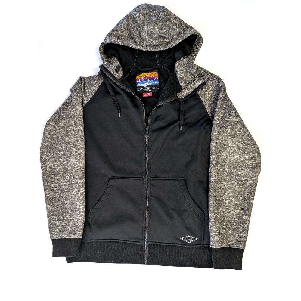 Empyre Surplus Co Mens Large Full Zip Hoodie Heather Grey Tech Fleece Jacket